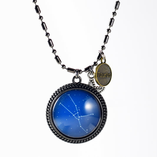 Taurus birthday constellation handmade glass cabachon jewelry necklace accessory