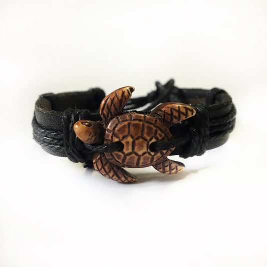 Leather Sea Turtle Bracelet