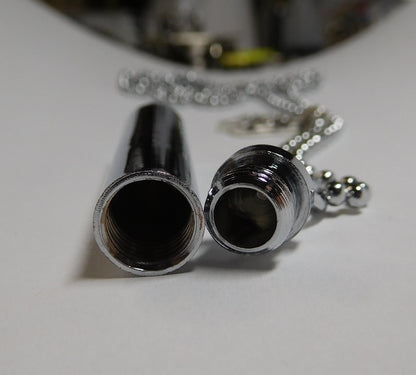 Silver Cat Cylinder Capsule Necklace