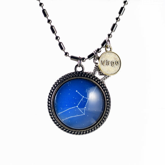 Virgo birthday constellation handmade glass cabachon jewelry necklace accessory